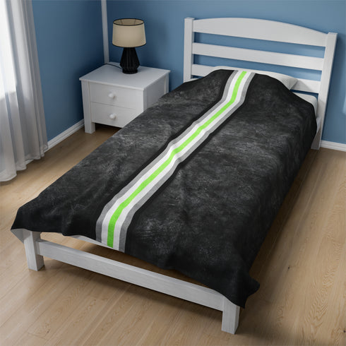 Grunge Agender Pride Flag Stripe Velveteen Plush Blanket